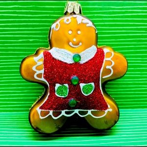 Xmas Polish Glass Gingerbread Girl Cookie Ornament